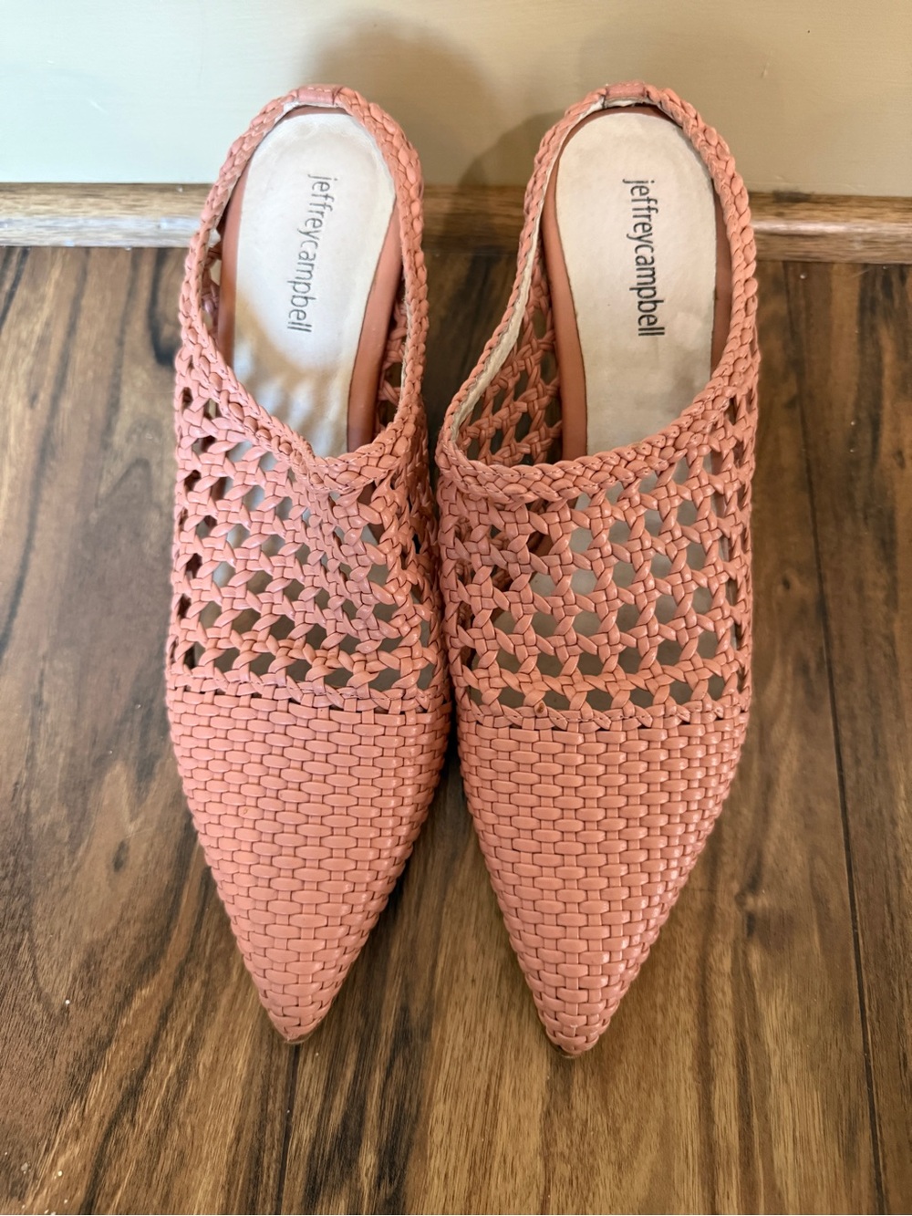 Jeffrey Campbell Woven Pointed Mule - Coral